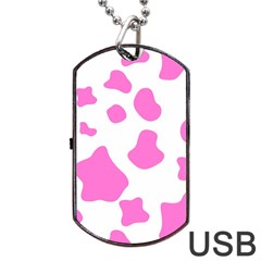 Pink Cow Spots, Large Version, Animal Fur Print In Pastel Colors Dog Tag Usb Flash (one Side) by Casemiro