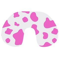 Pink Cow Spots, Large Version, Animal Fur Print In Pastel Colors Travel Neck Pillow by Casemiro