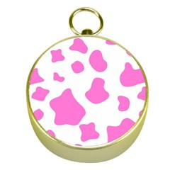 Pink Cow Spots, Large Version, Animal Fur Print In Pastel Colors Gold Compasses by Casemiro