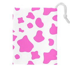 Pink Cow Spots, Large Version, Animal Fur Print In Pastel Colors Drawstring Pouch (4xl) by Casemiro