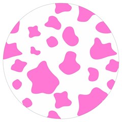 Pink Cow Spots, Large Version, Animal Fur Print In Pastel Colors Round Trivet