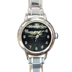 Dark Night Landscape Scene Round Italian Charm Watch by dflcprintsclothing