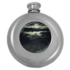 Dark Night Landscape Scene Round Hip Flask (5 Oz) by dflcprintsclothing