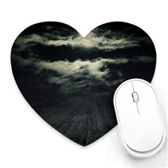 Dark Night Landscape Scene Heart Mousepads by dflcprintsclothing