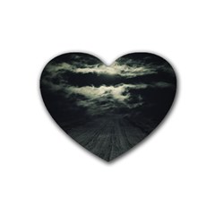 Dark Night Landscape Scene Heart Coaster (4 Pack)  by dflcprintsclothing