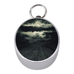 Dark Night Landscape Scene Mini Silver Compasses by dflcprintsclothing