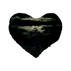 Dark Night Landscape Scene Standard 16  Premium Flano Heart Shape Cushions by dflcprintsclothing