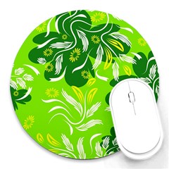 Folk Flowers Pattern Floral Surface Design Seamless Pattern Round Mousepads by Eskimos