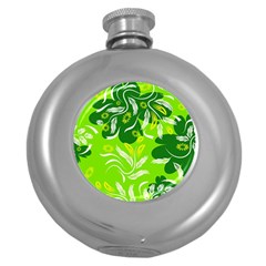 Folk Flowers Pattern Floral Surface Design Seamless Pattern Round Hip Flask (5 Oz)