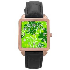 Folk Flowers Pattern Floral Surface Design Seamless Pattern Rose Gold Leather Watch  by Eskimos