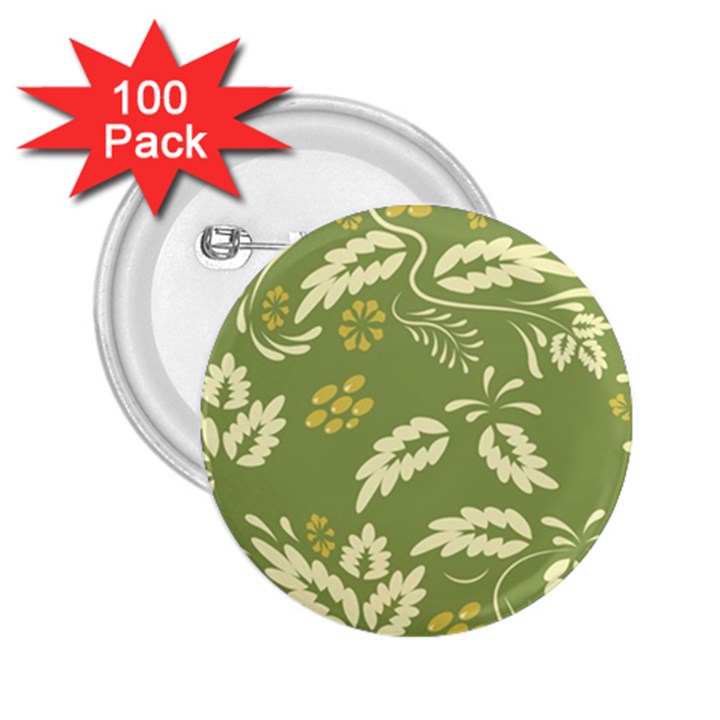 Folk flowers pattern Floral surface design Seamless pattern 2.25  Buttons (100 pack) 