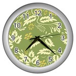 Folk flowers pattern Floral surface design Seamless pattern Wall Clock (Silver) Front