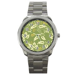 Folk Flowers Pattern Floral Surface Design Seamless Pattern Sport Metal Watch by Eskimos