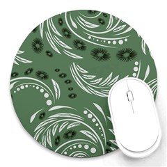 Folk Flowers Pattern Floral Surface Design Seamless Pattern Round Mousepads by Eskimos