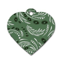 Folk Flowers Pattern Floral Surface Design Seamless Pattern Dog Tag Heart (one Side) by Eskimos