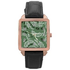 Folk Flowers Pattern Floral Surface Design Seamless Pattern Rose Gold Leather Watch  by Eskimos