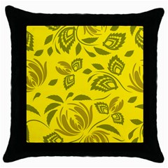 Folk Flowers Pattern Floral Surface Design Seamless Pattern Throw Pillow Case (black) by Eskimos