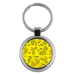 Folk Flowers Pattern Floral Surface Design Seamless Pattern Key Chain (round) by Eskimos