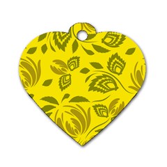 Folk Flowers Pattern Floral Surface Design Seamless Pattern Dog Tag Heart (one Side) by Eskimos