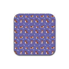 Cute Corgi Dogs Rubber Coaster (square)  by SychEva