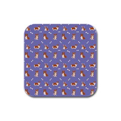 Cute Corgi Dogs Rubber Square Coaster (4 Pack)  by SychEva