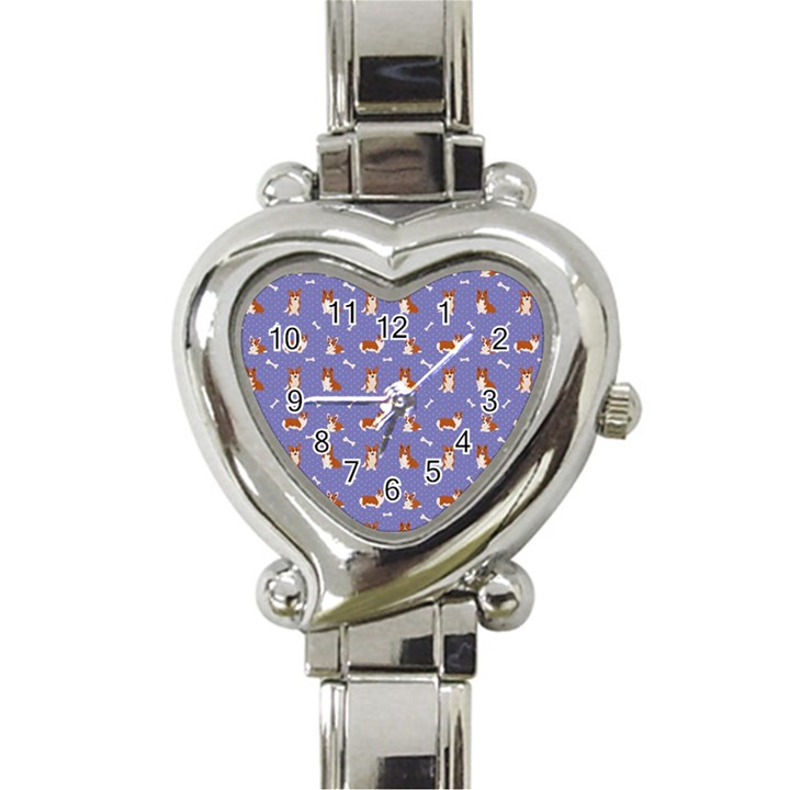 Cute Corgi Dogs Heart Italian Charm Watch