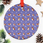 Cute Corgi Dogs Round Ornament (Two Sides) Back