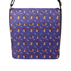 Cute Corgi Dogs Flap Closure Messenger Bag (l) by SychEva