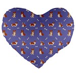 Cute Corgi Dogs Large 19  Premium Flano Heart Shape Cushions Front