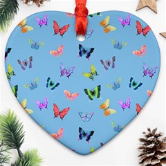 Multicolored Butterflies Whirl Ornament (heart) by SychEva