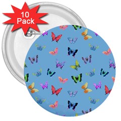 Multicolored Butterflies Whirl 3  Buttons (10 Pack)  by SychEva