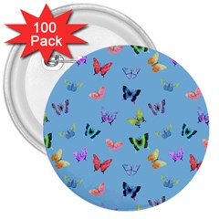 Multicolored Butterflies Whirl 3  Buttons (100 Pack)  by SychEva