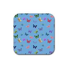 Multicolored Butterflies Whirl Rubber Coaster (square)  by SychEva