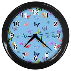 Multicolored Butterflies Whirl Wall Clock (black) by SychEva