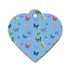 Multicolored Butterflies Whirl Dog Tag Heart (one Side) by SychEva