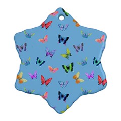 Multicolored Butterflies Whirl Snowflake Ornament (two Sides) by SychEva