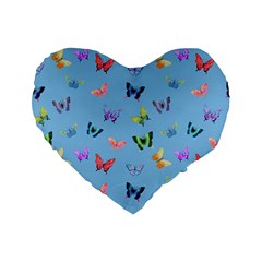 Multicolored Butterflies Whirl Standard 16  Premium Flano Heart Shape Cushions by SychEva