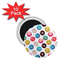 Delicious Multicolored Donuts On White Background 1 75  Magnets (10 Pack)  by SychEva