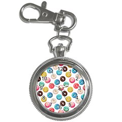 Delicious Multicolored Donuts On White Background Key Chain Watches by SychEva