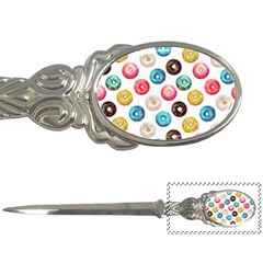 Delicious Multicolored Donuts On White Background Letter Opener by SychEva