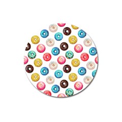 Delicious Multicolored Donuts On White Background Magnet 3  (round) by SychEva