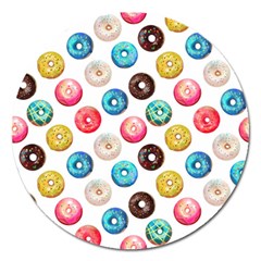 Delicious Multicolored Donuts On White Background Magnet 5  (round) by SychEva