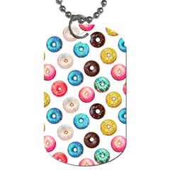 Delicious Multicolored Donuts On White Background Dog Tag (two Sides) by SychEva