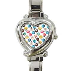 Delicious Multicolored Donuts On White Background Heart Italian Charm Watch by SychEva