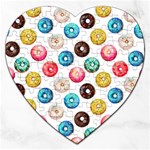 Delicious Multicolored Donuts On White Background Jigsaw Puzzle (Heart) Front