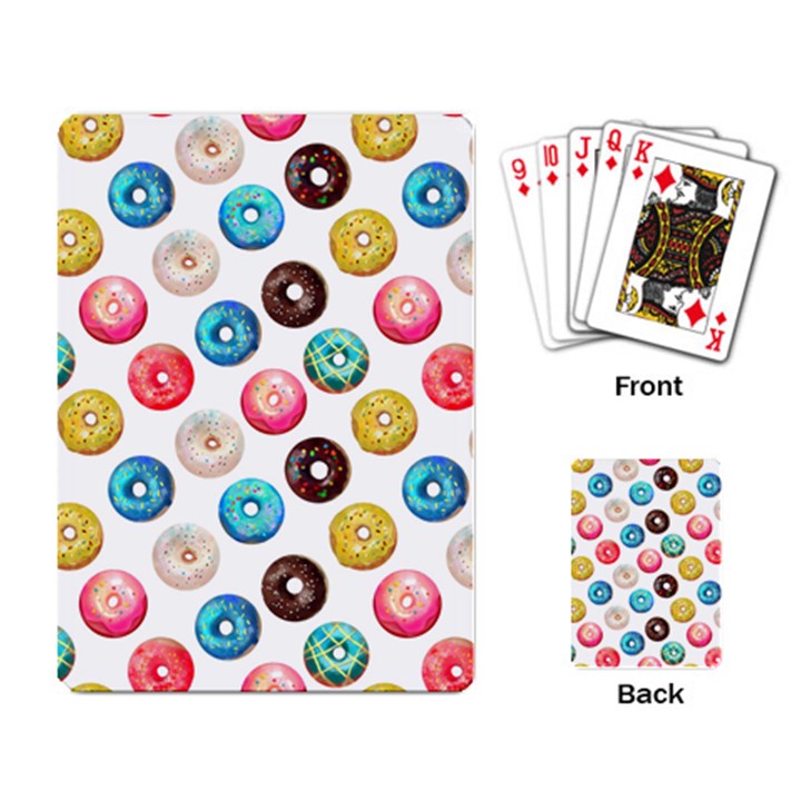 Delicious Multicolored Donuts On White Background Playing Cards Single Design (Rectangle)