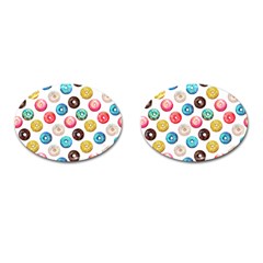 Delicious Multicolored Donuts On White Background Cufflinks (oval) by SychEva