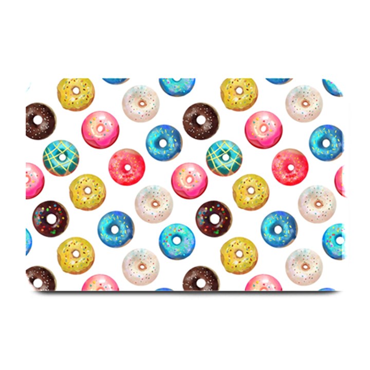 Delicious Multicolored Donuts On White Background Plate Mats