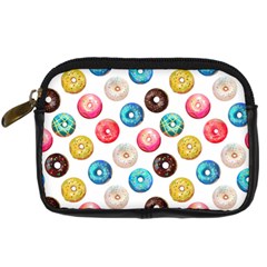 Delicious Multicolored Donuts On White Background Digital Camera Leather Case by SychEva