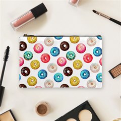 Delicious Multicolored Donuts On White Background Cosmetic Bag (medium) by SychEva